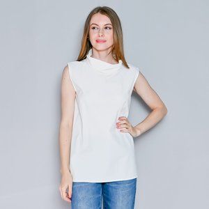590. GIA STUDIOS White Nylon-Cotton Sleeveless Funnel Neck Top S/M 19"P2P